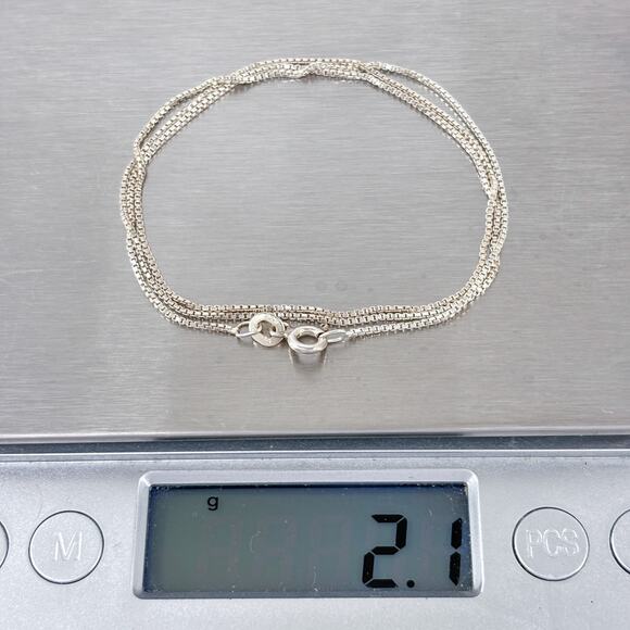 Box Chain Necklace | Vintage Indian Sterling Silver 925 18" - Picture 3 of 7